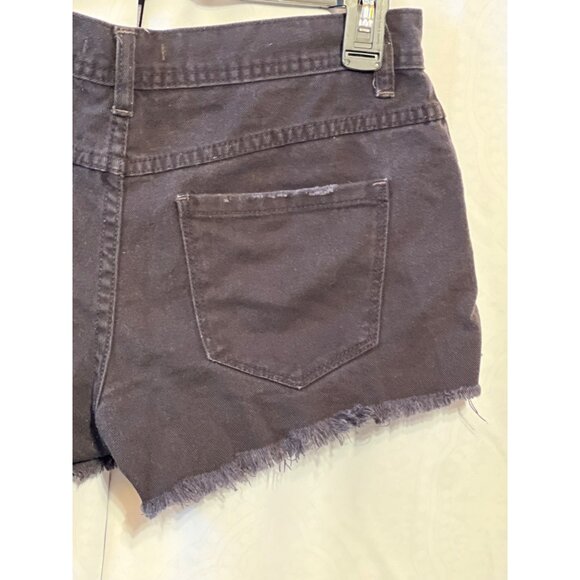 Free People Womens Black Distressed Denim Cutoff Shorts W 25 Button Fly Frayed H - Picture 7 of 9